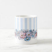 roze en blauwe druppels en strepen met naam koffiemok (Center)