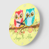 Roze en blauwe eigenaar - Aangepaste wandklok (Hoek)