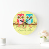 Roze en blauwe eigenaar - Aangepaste wandklok (Huis)