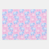 Roze en Blauwe Elephants Baby Birthday of Shower Inpakpapier Vel (Voorkant 3)