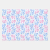Roze en Blauwe Elephants Baby Birthday of Shower Inpakpapier Vel (Voorkant 2)