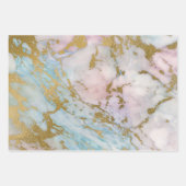 Roze en blauwe en gouden marmerlook inpakpapier vel (Voorkant)