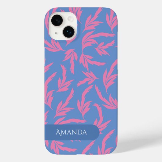 Roze en blauwe en witte bladeren  Case-Mat Case-Mate iPhone Case (Achterkant)