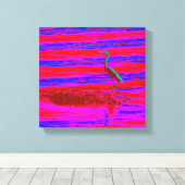 roze en blauwe erondoek canvas afdruk (Insitu (Houten vloer))