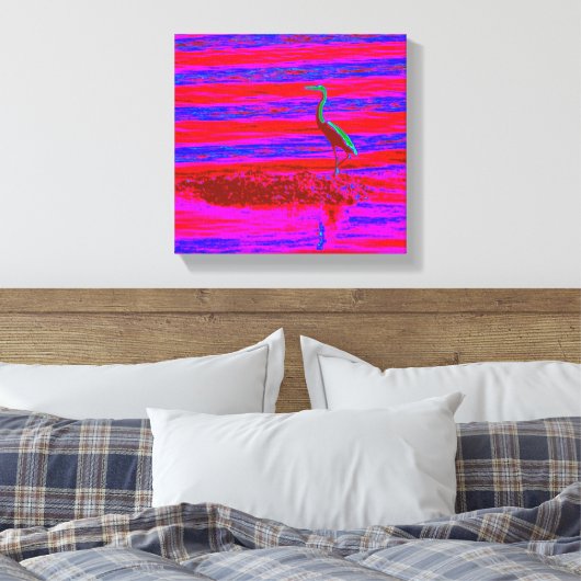 roze en blauwe erondoek canvas afdruk (Insitu (Slaapkamer))
