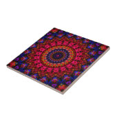 Roze en blauwe etnische Damask mandala kaleidoscoo Tegeltje (Zijkant)