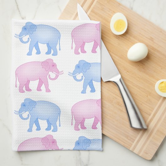 Roze en blauwe expeditie theedoek (Quarter Fold)