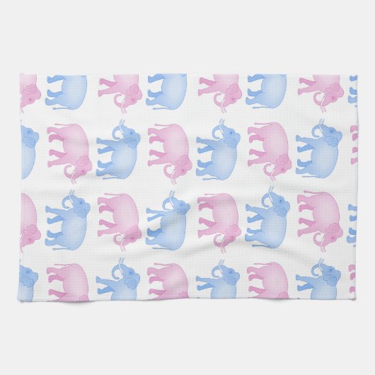 Roze en blauwe expeditie theedoek (Horizontaal)