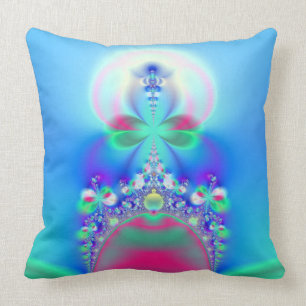 Roze en Blauwe Fairy Kroon Fractal Art Kussen