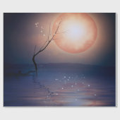 Roze en Blauwe Fantastische Mousserende Maan boven Cadeaupapier (Vlak)