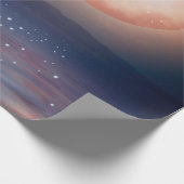 Roze en Blauwe Fantastische Mousserende Maan boven Cadeaupapier (Hoek)