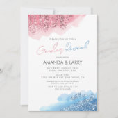 Roze en blauwe faux Glitter Gender onthulling Kaart (Voorkant)