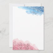 Roze en blauwe faux Glitter Gender onthulling Kaart (Achterkant)