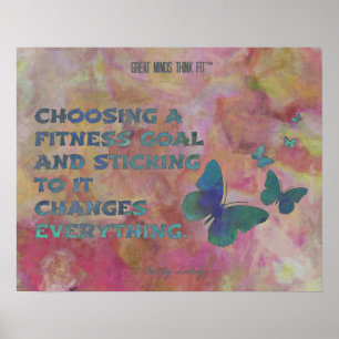 Roze en blauwe fitness Butterflies Poster