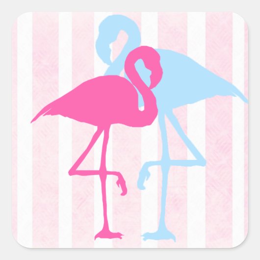 Roze en Blauwe Flamingo Stickers (Voorkant)