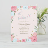 Roze en Blauwe Floral Baby shower Kaart (Staand voorkant)