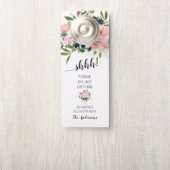 Roze en Blauwe Floral Deurhanger (Op knop)