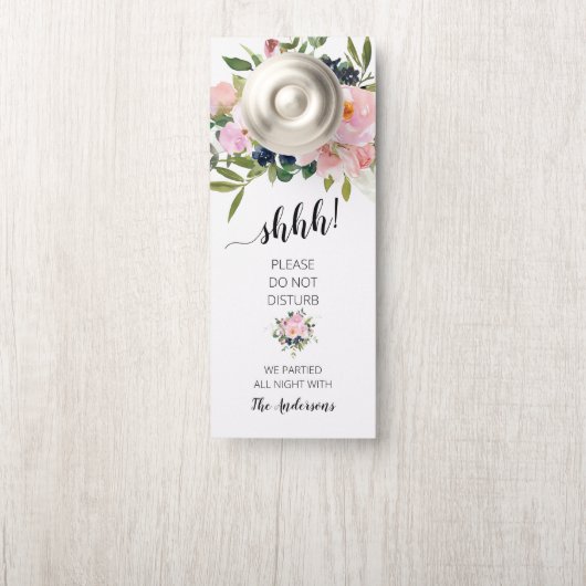 Roze en Blauwe Floral Deurhanger (Op knop)