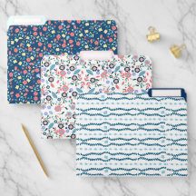 Roze en Blauwe Floral Dossier Omslagen