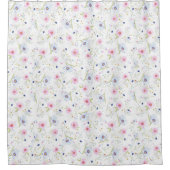 Roze en Blauwe Floral Douchegordijn (Voorkant)