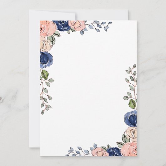 Roze en Blauwe Floral Geometric | Baby Brunch Kaart (Achterkant)