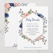 Roze en Blauwe Floral Geometric | Baby Brunch Kaart (Voorkant / Achterkant)