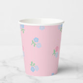 Roze en Blauwe Floral Paper Cups Papieren Bekers (Links)