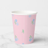 Roze en Blauwe Floral Paper Cups Papieren Bekers (Rechts)