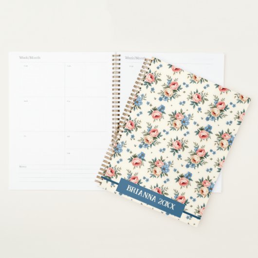  roze en blauwe Floral Planner (Display)
