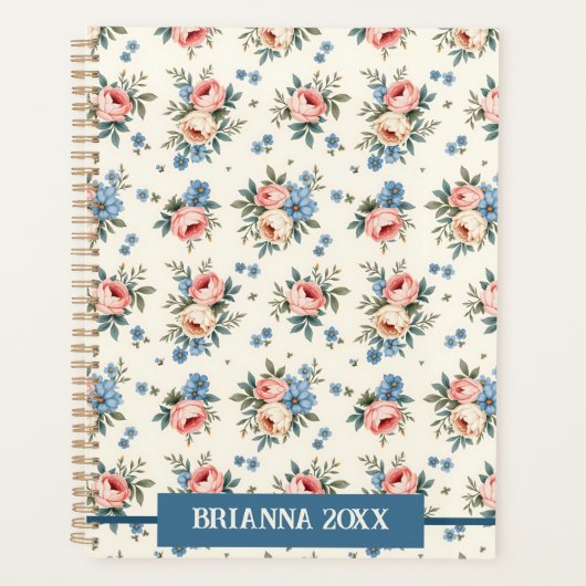  roze en blauwe Floral Planner (Voorkant)