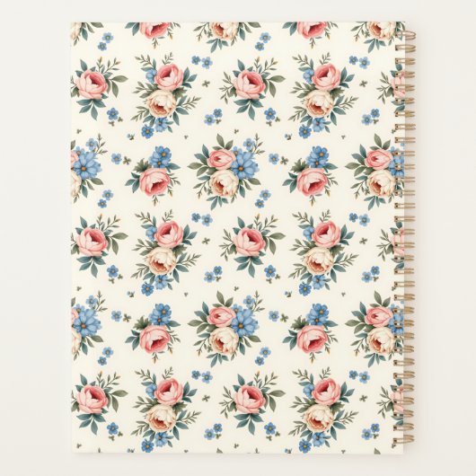  roze en blauwe Floral Planner (Achterkant)
