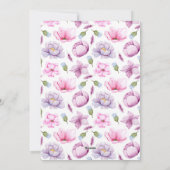 Roze en Blauwe Floral Waterverf Happy Pasgebal Feestdagenkaart (Achterkant)