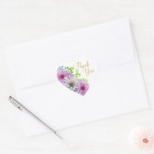 Roze en Blauwe Floral Weddenschap Hartelijk dank Hart Sticker (Envelop)