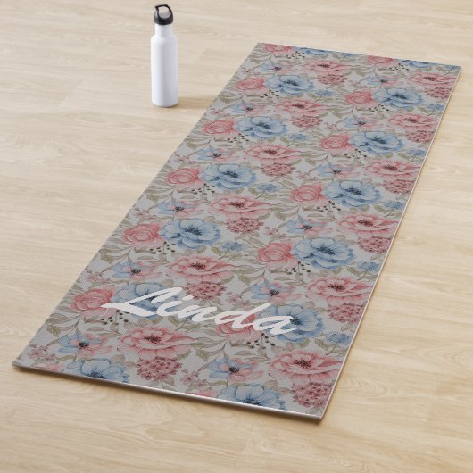  roze en blauwe florAL Yogamat (In situ)
