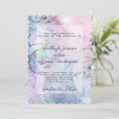 Roze en blauwe florale uitnodiging (Staand voorkant)