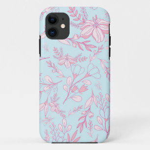 roze en blauwe Florals Aangepast Case-Mate iPhone Case