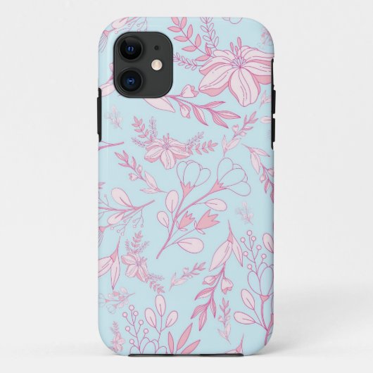 roze en blauwe Florals | Aangepast Case-Mate iPhone Case (Achterkant)