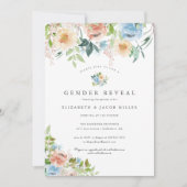 Roze en blauwe Florals | Baby shower voor genderge (Voorkant)