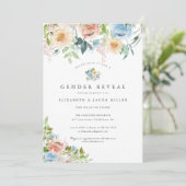 Roze en blauwe Florals | Baby shower voor genderge (Staand voorkant)