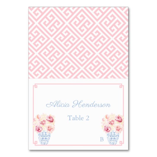  roze en blauwe Florence Baby shower Kaart (Voorkant)