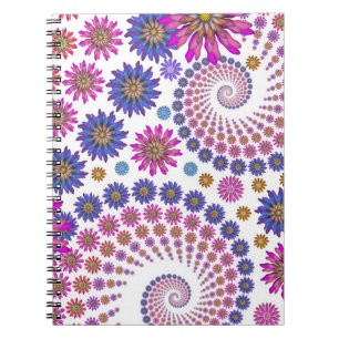 Roze en Blauwe Fractale Kunstpatroon Notitieboek