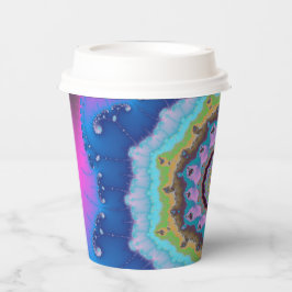 Roze en blauwe fractale verjaardag papieren bekers