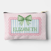 Roze en Blauwe Frame Groen Gingham Strik Etui (Achterkant)