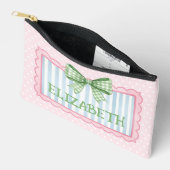 Roze en Blauwe Frame Groen Gingham Strik Etui (Open)