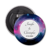 Roze en blauwe galaxy Nebula & Stars Abstract huwe Button Flesopener (Voorkant)