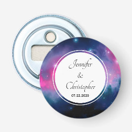 Roze en blauwe galaxy Nebula & Stars Abstract huwe Button Flesopener