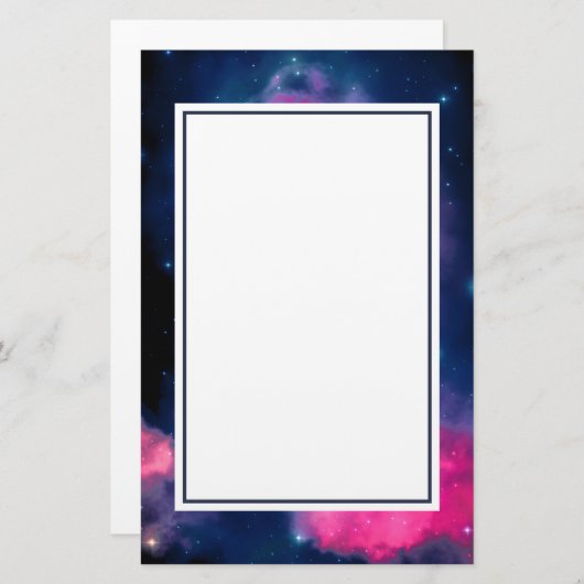 Roze en blauwe galaxy Nebula & sterren Abstract Briefpapier (Voorkant / Achterkant)