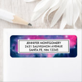 Roze en blauwe galaxy Nebula & sterren Abstract Etiket (Insitu)