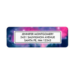 Roze en blauwe galaxy Nebula & sterren Abstract Etiket