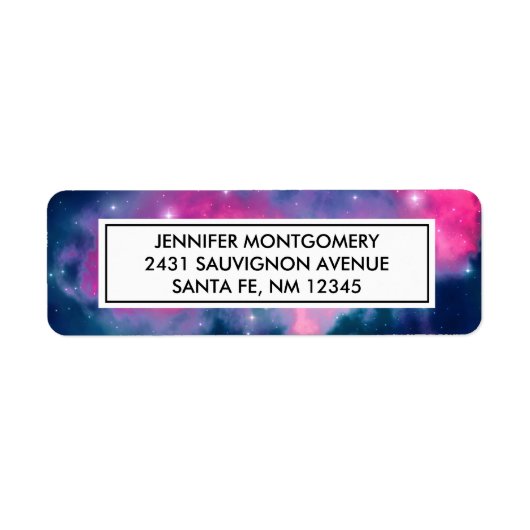 Roze en blauwe galaxy Nebula & sterren Abstract Etiket (Voorkant)